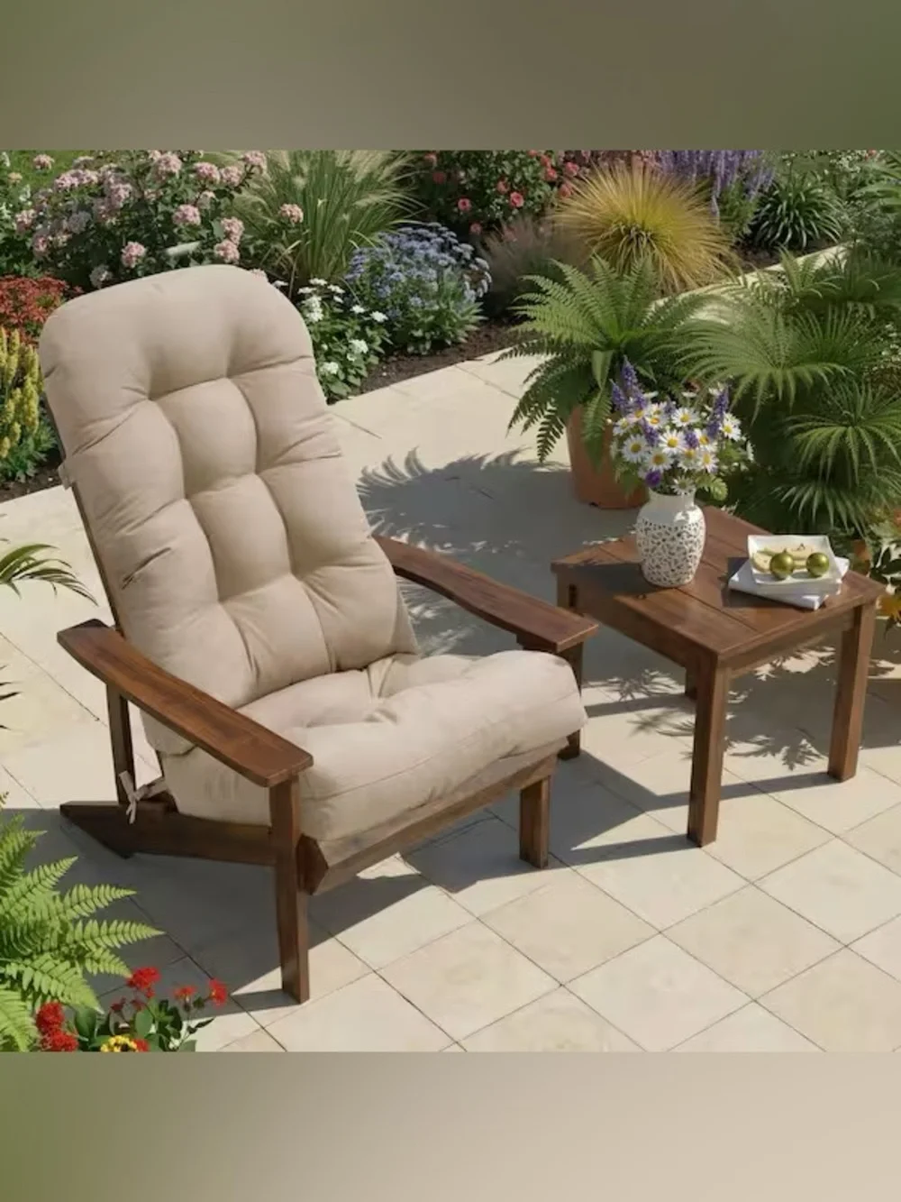 ONE Outdoor Tufted Patio Chair Cushion in Beige❗️ BRAND NEW